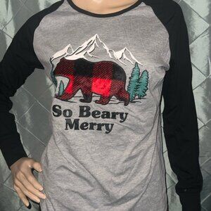 Holiday Fam Jams Unisex Adult Small So Beary‎ Merry Pajama Christmas Top